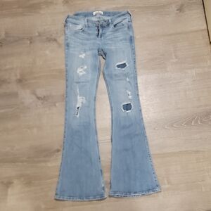 Hollister Light Wash Ripped Flare Jeans